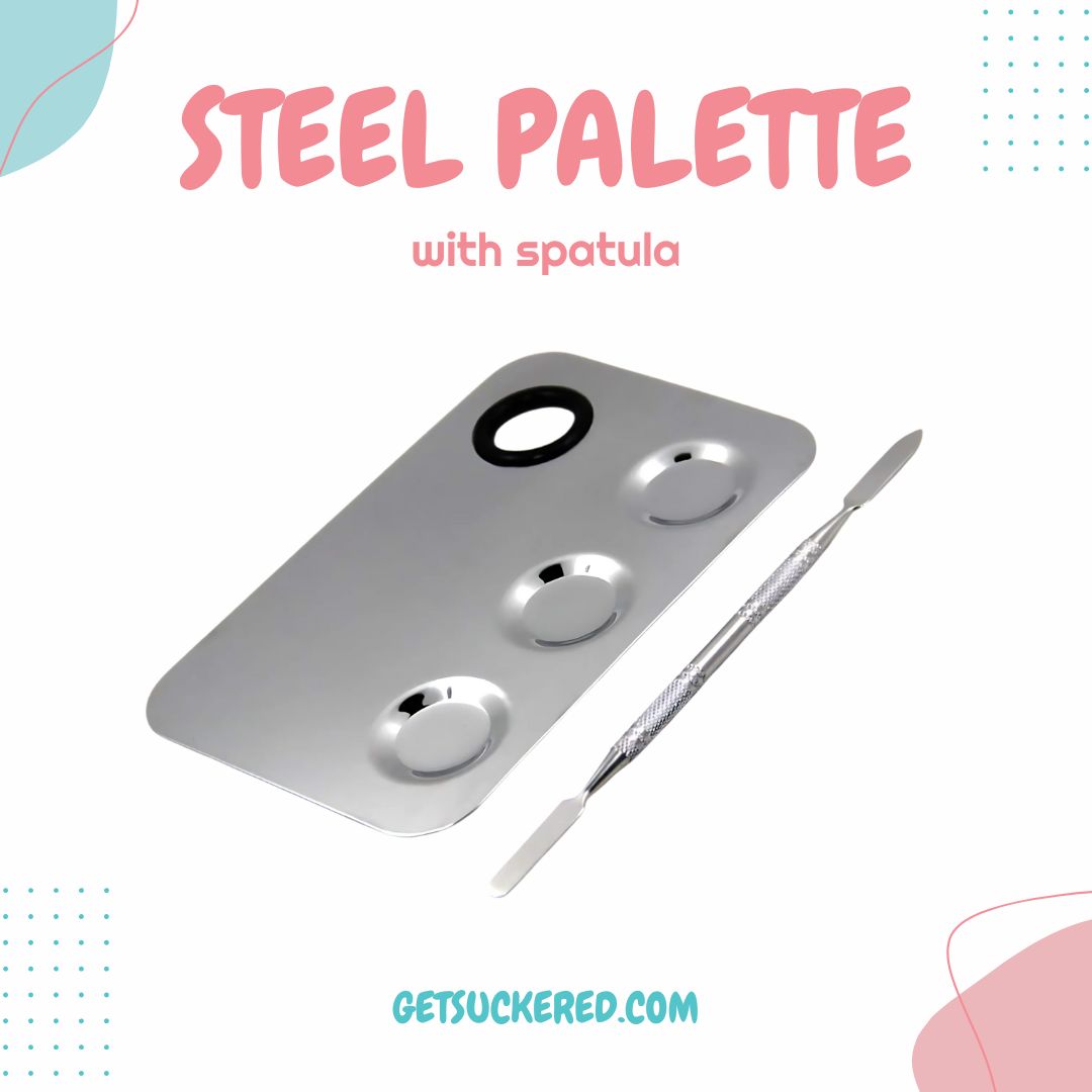 Stainless Steel Mixing Palette + Spatula Set