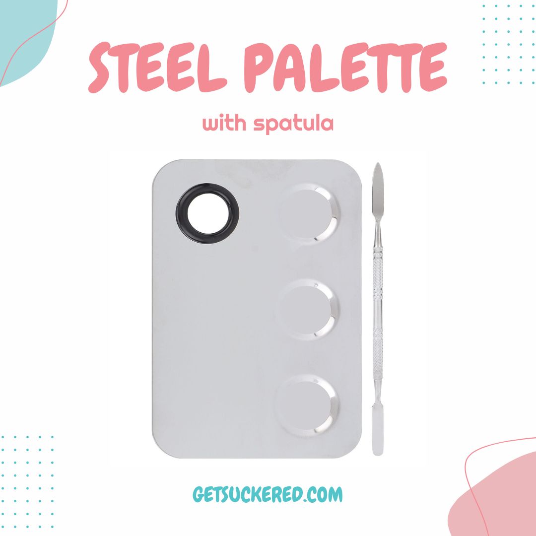 Stainless Steel Mixing Palette + Spatula Set