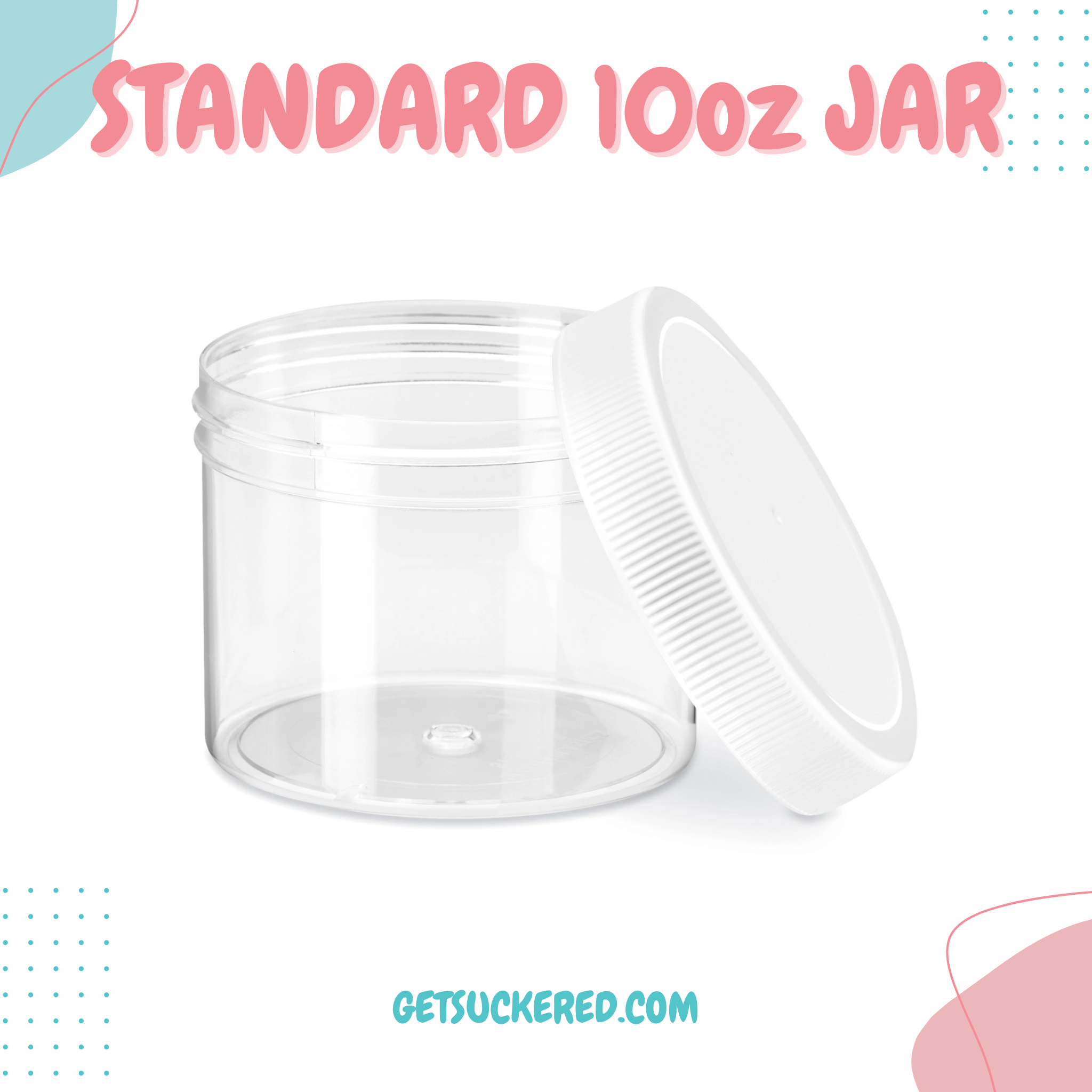 Standard 10 oz Clear Jar with White Lid