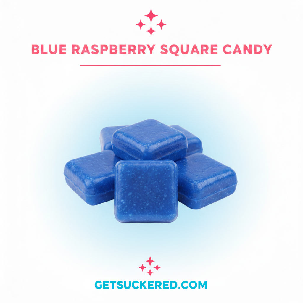 Blue Raspberry Square Candy Flavor Card